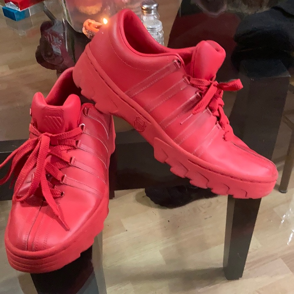 (RARE) K-Swiss Men's Red 07163-647-M Low Top Lace Up Tennis Shoes Size US 13